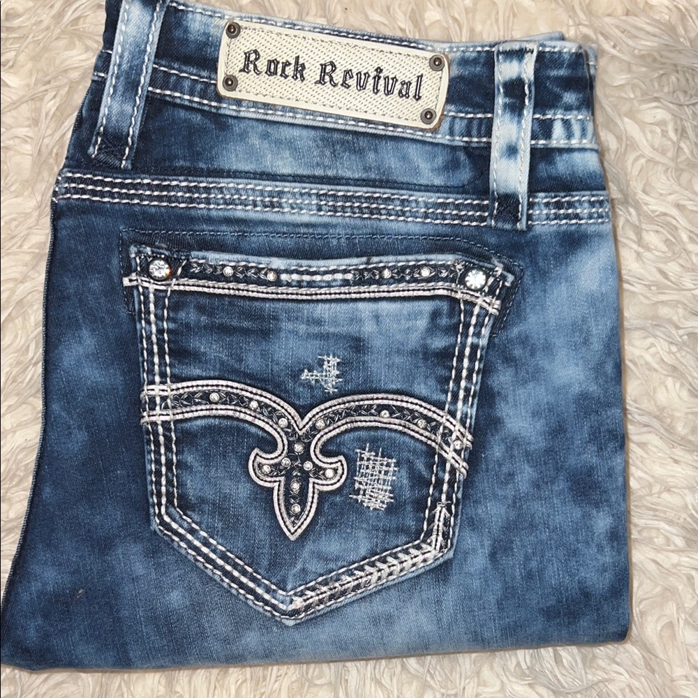Rock Revival Adaliz Skinny Size 34 Collector Quality Distressed Stone Wash